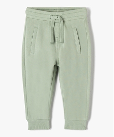 GEMO Pantalon bébé garçon en maille avec ceinture bord-côte Vert