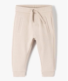 GEMO Pantalon bébé garçon en maille avec ceinture bord-côte Beige