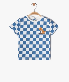 tee-shirt bebe garcon a manches courtes imprime carreaux bleuD424701_1