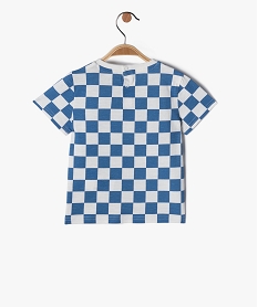 tee-shirt bebe garcon a manches courtes imprime carreaux bleuD424701_3