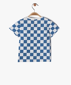 tee-shirt bebe garcon a manches courtes imprime carreaux bleu tee-shirts manches courtesD424701_3