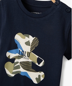 tee-shirt bebe garcon imprime - lulucastagnette bleuD426001_2