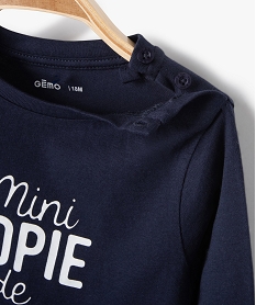 tee-shirt a manches longues et message humoristique bebe garcon bleuD426401_2