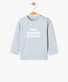 tee-shirt a manches longues et message humoristique bebe garcon bleu tee-shirts manches longuesD426501_1