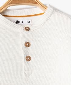 tee-shirt a manches longues col tunisien en maille nid dabeille bebe garcon beige tee-shirts manches longuesD427401_2