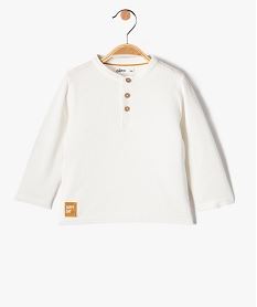tee-shirt a manches longues col tunisien en maille nid dabeille bebe garcon beige tee-shirts manches longuesD427401_4