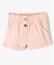 GEMO Short bébé fille uni avec ceinture élastiquée Rose