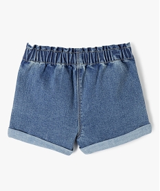 short en jean bebe fille uni avec revers et taille elastiquee bleu shortsD429601_3