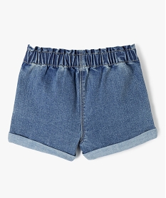 short en jean bebe fille uni avec revers et taille elastiquee bleuD429601_3