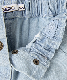 short en jean bebe fille uni avec revers et taille elastiquee bleuD429701_2