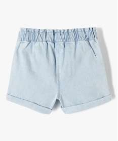 short en jean bebe fille uni avec revers et taille elastiquee bleu shortsD429701_3
