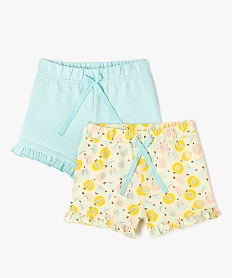 GEMO Short en coton avec volants bébé fille (lot de 2) Jaune