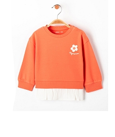 sweat bebe fille avec empiecement tunique orangeD430501_1