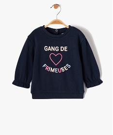 sweat bebe fille avec inscription multicolore bleu sweatsD430601_1