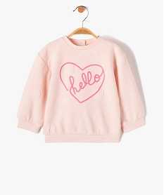 sweat bebe fille en maille gaufree fantaisie roseD431101_1