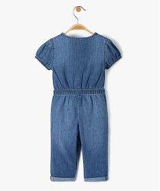 combinaison en jean bebe fille a manches courtes bleuD431501_3