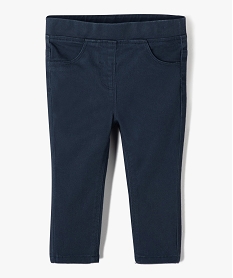 GEMO Pantalon bébé fille slim uni à taille élastiquée Bleu