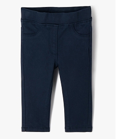 pantalon bebe fille slim uni a taille elastiquee bleu pantalonsD431601_4