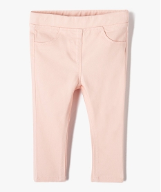 pantalon bebe fille slim uni a taille elastiquee rose pantalonsD431701_1