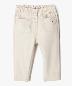 pantalon bebe fille coupe carotte en denim colore beige pantalonsD431901_1