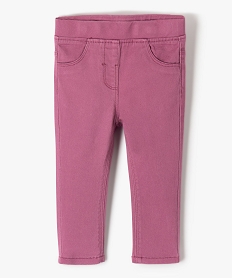 pantalon bebe fille slim uni a taille elastiquee violet pantalons et jeansD432001_1