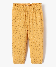 pantalon bebe fille en maille fluide et legere imprimee jaune pantalonsD432201_1