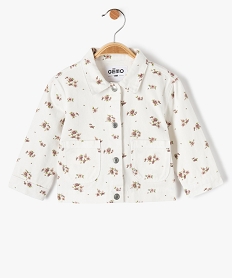 GEMO Veste en jean bébé fille à motif fleuri Beige