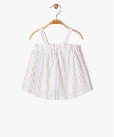 GEMO Blouse bébé fille à bretelles et rayures blanc vif