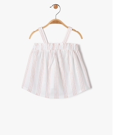 GEMO Blouse bébé fille à bretelles et rayures Blanc