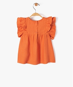 blouse bebe fille a manches courtes volantees et broderie orangeD433401_3