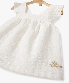 blouse bebe fille en dentelle anglaise a bretelles volantees croisees - lulucastagnette beigeD433601_3
