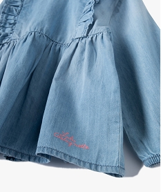 ensemble bebe fille 2 pieces   blouse en jean et legging fleuri - lulucastagnette bleuD434101_2
