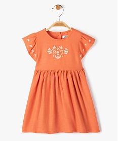 robe bebe fille en lin a manches courtes volantees orangeD435101_1