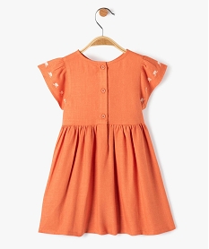 robe bebe fille en lin a manches courtes volantees orange robesD435101_3