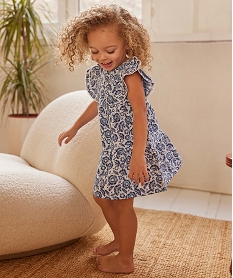 robe bebe fille fluide a volants et a fleurs - lulucastagnette beigeD435701_1