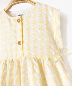 robe bebe fille rayee en voile de coton texture jauneD435801_2