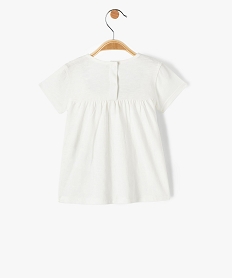 tee-shirt bebe fille a plastron brode et volante beige tee-shirts manches courtesD437001_3