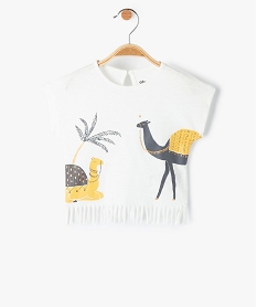 GEMO Tee-shirt bébé fille à franges et manches courtes Beige