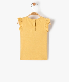 tee-shirt bebe fille sans manches a volant et poche en crochet jauneD437401_3