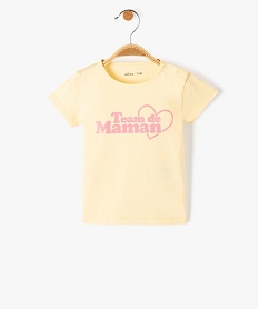 tee-shirt bebe fille avec manches courtes et message paillete jauneD438101_1