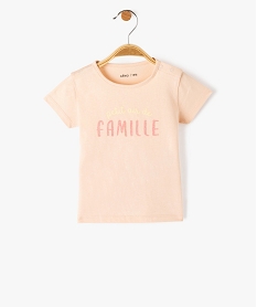 GEMO Tee-shirt bébé fille avec manches courtes et message pailleté Rose