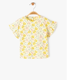 tee-shirt bebe fille imprime a manches courtes volantees jauneD438401_1