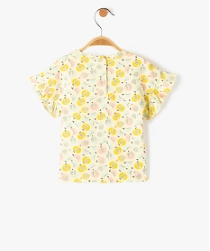 tee-shirt bebe fille imprime a manches courtes volantees jauneD438401_3