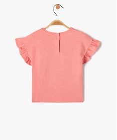 tee-shirt bebe fille a manches volantees et sequins - lulucastagnette rose tee-shirts manches courtesD438601_3