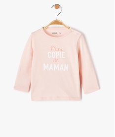 tee-shirt bebe fille a manches longues message paillete roseD439001_1