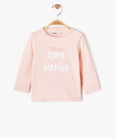 tee-shirt bebe fille a manches longues message paillete roseD439001_1