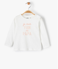 tee-shirt bebe fille a manches longues message paillete beigeD439101_1