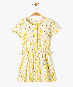 robe bebe fille en maille a manches couyrtes et motifs jaune robesD440501_1