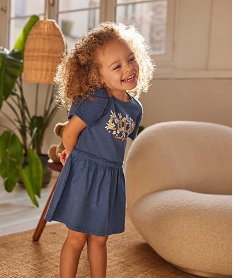 robe bebe fille en maille a manches ballons - lulucastagnette bleu robesD440601_1