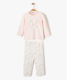 GEMO Pyjama bébé fille en velours deux pièces Rose